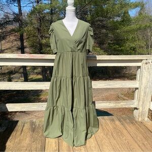 Tiered Olive Green Maxi Dress